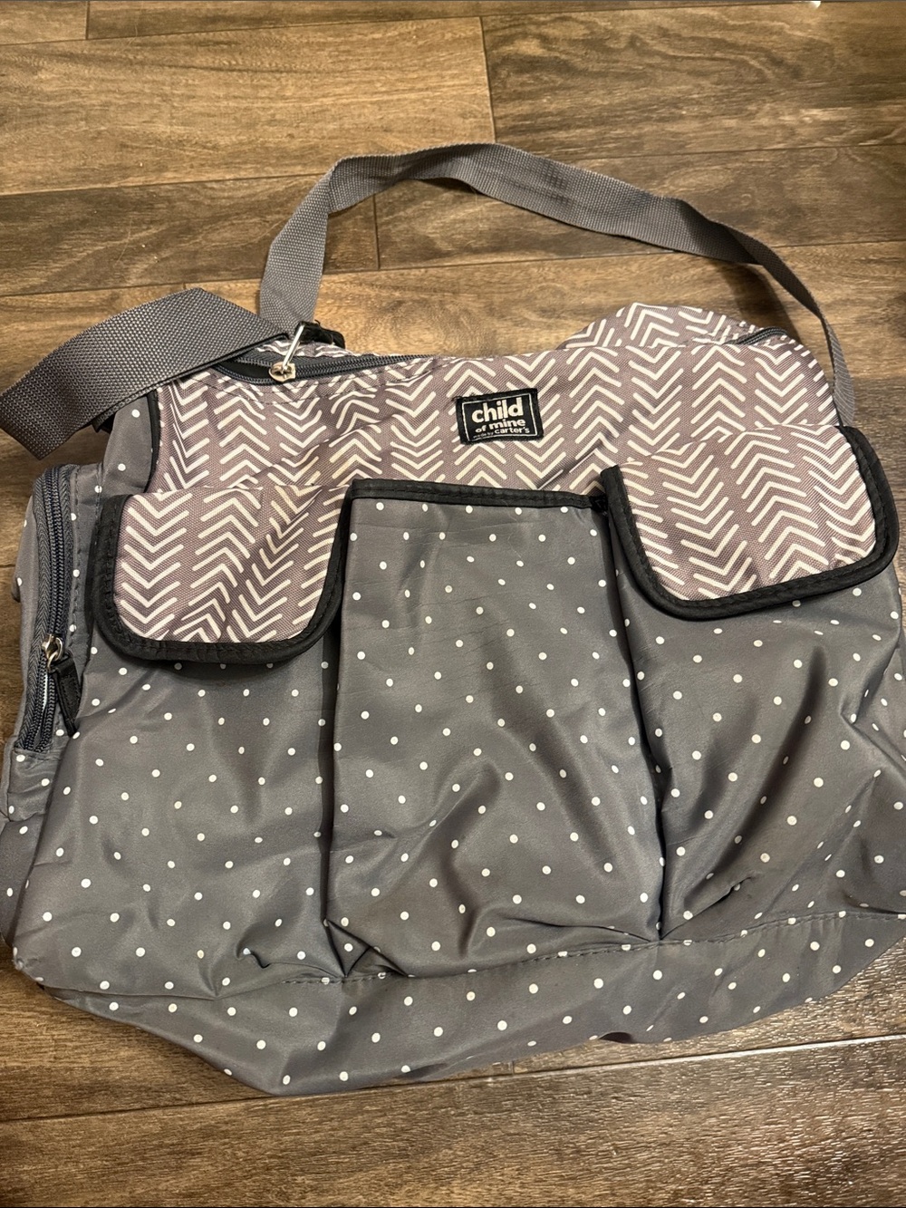 child of mine Gray Polka Dot & Chevron Duffel Bag